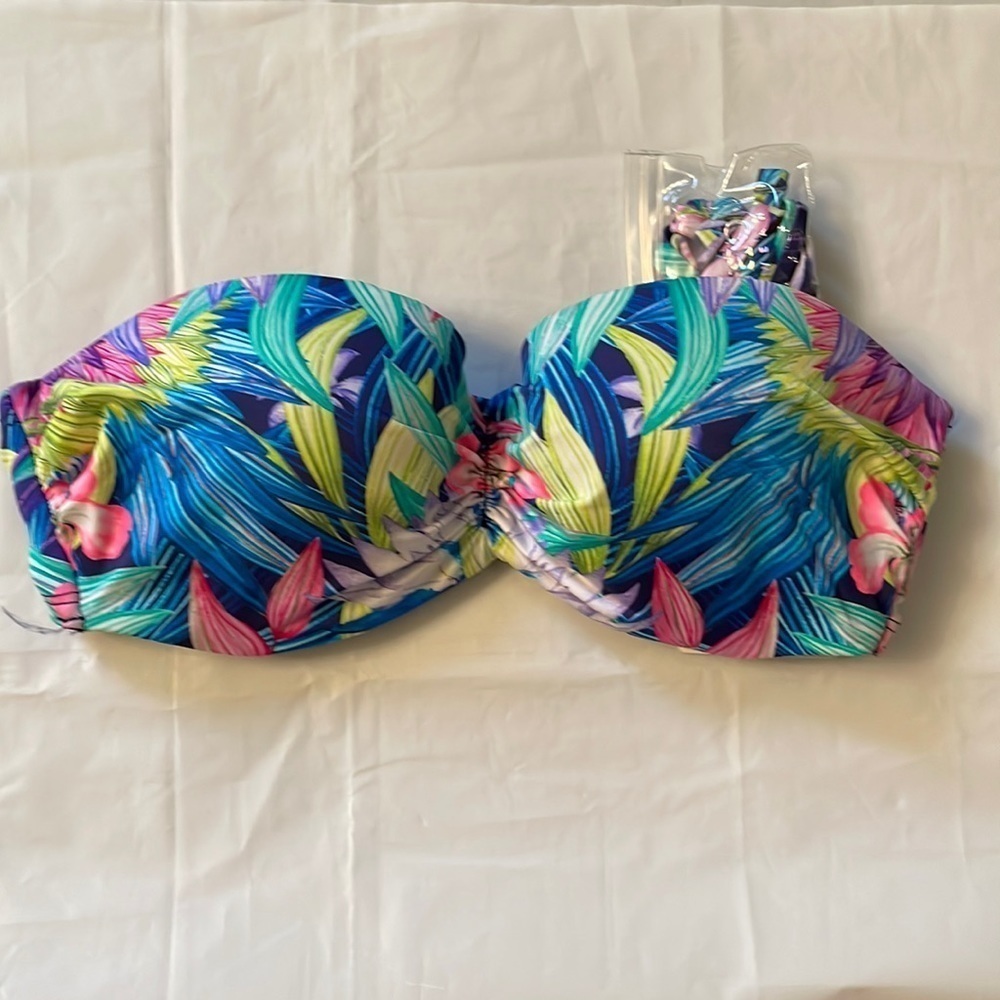 Oysho Strapless Bikini Top  NWT floral design size SM
